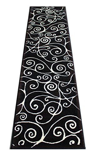 Modern Rug Runner 2 Feet X 7 Feet Black Brown Ivory G 23 #TOP1