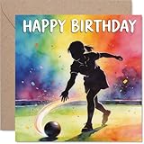 Carte d'anniversaire ludique – Strike Up the Laughs – Célébration de bowling arc-en-ciel colorée avec détails de silhouette – Parfait pour tous ceux qui aiment le bol – Carré de 145 mm, enveloppe