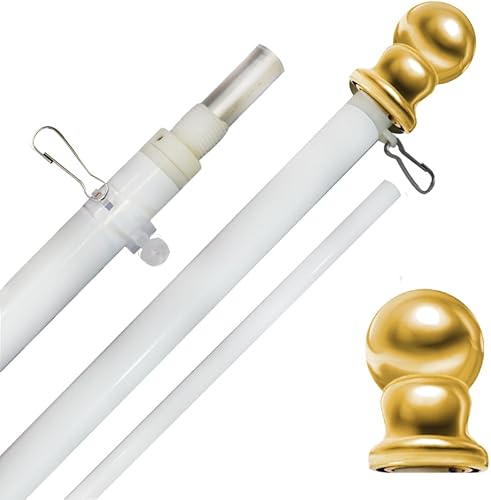 Miniatura 9 de Mástil de bandera giratorio de 6 pies, asta de bandera negra y adorno negro, poste de bandera giratorio sin enredos para colgar en la pared al aire