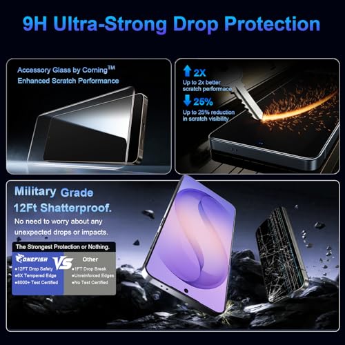 Image of OneFish Privacy Screen Protector Designed Compatible with Samsung Galaxy S26, 9H Tempered Glass, Scratch Resistant Bubble Free, Easy Installation, Auto Dust-Elimination 2 Pack