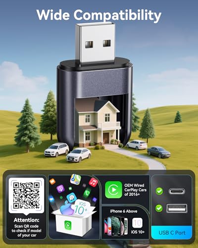 Image of Burnt Sugar Wireless Carplay Adapter for iPhone 2026 Upgraded, Ultra-Mini USB for Apple Car Play Convert Wired to Wireless, Stable Low-Lag GPS Plug & Play for iOS 10+ & Cars from 2016+ (Bright Gray)