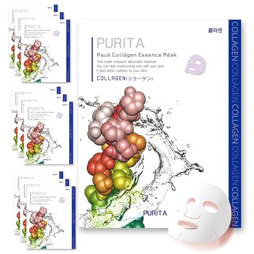 PURITA(ピュリタ) マスクパック 18種類の中から選べる1種類! 10枚セット (22g/1回分)(コラーゲン) 鎮静 保湿 キメ ハリ ツヤ 引き締め