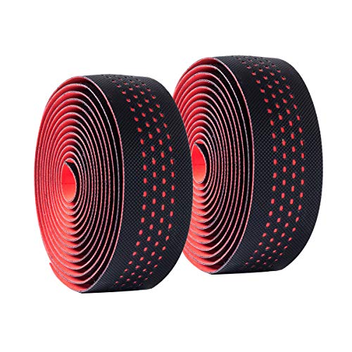 Bike Handlebar Tapes, Road Bicycle Bar Tape, EVA Handle Wraps for Road Cycling Handlebars 2 Rolls (Red)