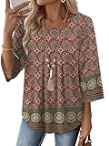 OFEEFAN 3/4 Length Sleeve Womens Tops Boho Spring Shirts Valentine's Day Travel Outfits for Women Maternity Clothes Cute Summer Tops C-Figure L