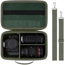 Camera Case Compatible with Canon EOS Rebel T7 / T100 / R50 / R100 / R5 / R6 Mark II DSLR Camera with 18-55mm Lens,Sony,Nikon DSLR Camera Protective Case with Shoulder Strap Army Green Case
