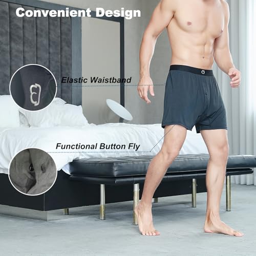 Cooling Men's Boxers Shorts with Button Fly - Tagless Comfort Stretch Underwear, Seamless Waistband for Daily Wear3