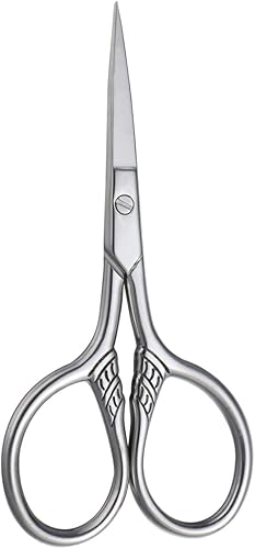 Minkissy - Tijeras para barba y bigote, para recortar vello y cejas, para hombres y mujeres (plata)