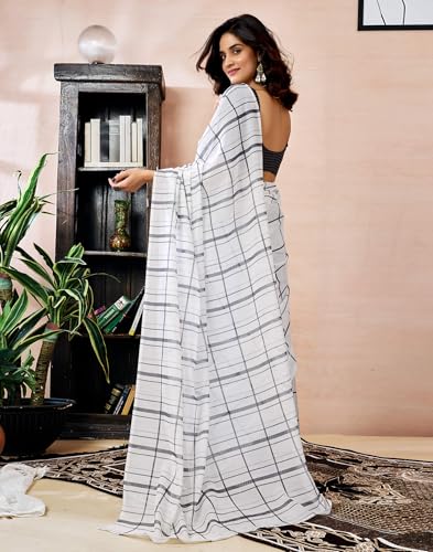 Image of SIRIL Women's Printed Chanderi Cotton One Minute Ready to Wear Saree with Unstitched Blouse Piece