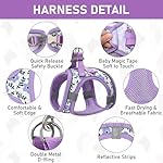 GAMUDA Small Dog Harness Collar and Leash Set, Step in No Chock No Pull Soft Mesh Adjustable Dog Vest Harnesses Plaid Reflective for Dogs Puppy Cats Kitten Rabbit (Purple Flower, S) - Image 2