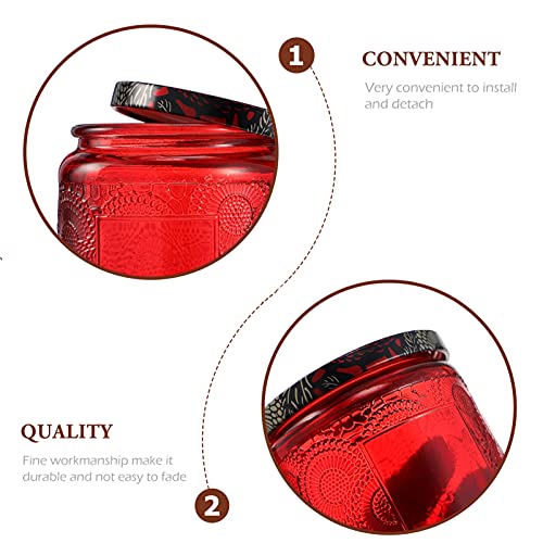 Exceart J07T112654M 6Pcs Glass Candle Jars Embossed Glass Candle Container Empty Round Canning Storage Jars Pots thumb #2