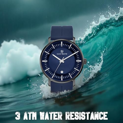 Image of Analog Watch for Men with Silicone Band | Magnetic Lock Strap | Japanese Quartz Movement | Water Resistant | Formal & Casual Wristwatch Gift