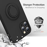 Vista 7 de MOCCA Funda compatible con iPhone 14 Pro Max con soporte de anillo, silicona líquida, forro de microfibra, antiarañazos, cuerpo completo, a prueba