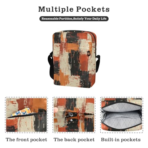 messenger bag crossbody Small Crossbody Bags For Women crossbody purses for women Adjustable Strap for Casual Casual- Modern Colorful Plaid Painting2