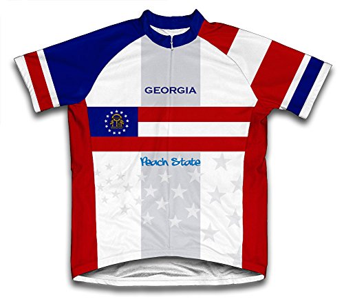 ScudoPro Georgia Flag Short Sleeve Cycling Jersey for Men - Size XL