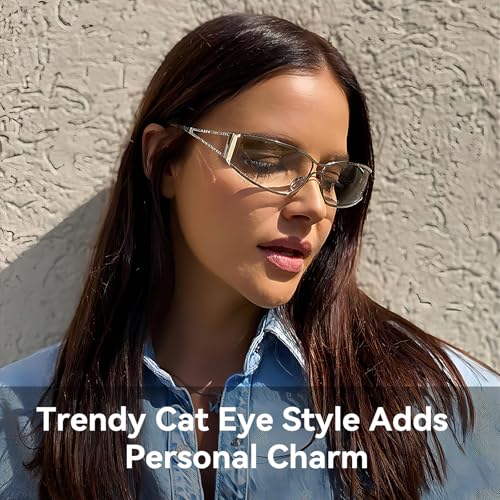 Dollger Y2k Sunglasses for Women Trendy Y2K Glasses Metal Wrap Around Retro 2000S Sunglasses2