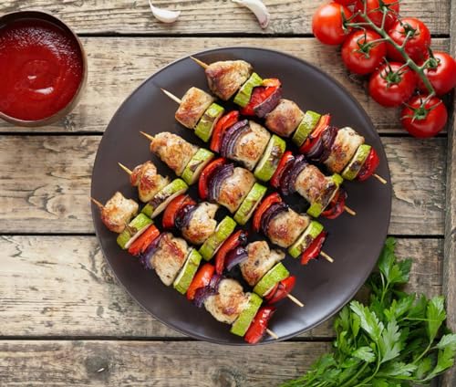 120 Pcs Bamboo Skewers,7 Inch Long 5mm Thick, Wooden Skewer for Corn Dog, Corn Cob, Caramel Candy Apple Sticks, Lollipop, Kabob, Grill, Appetizers, Natural Wooden Barbecue Kebob Skewer Sticks