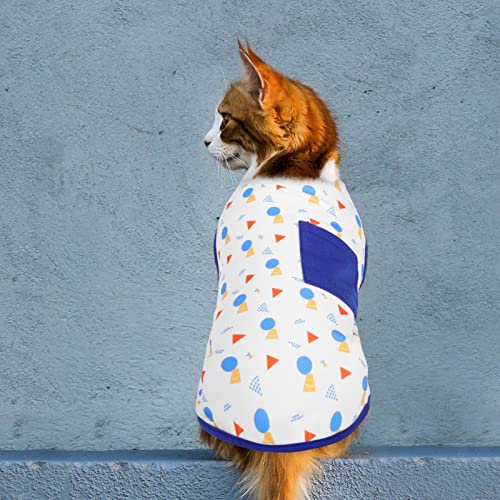 Preferhouse 2 Pieces Dog T-Shirt Dog Cat Geometry Print Vest With Pocket Puppy Kitten Tee Pet Apparel Summer Breathable T-Shirts Suitable For Small And Medium Pets, S #TOP6