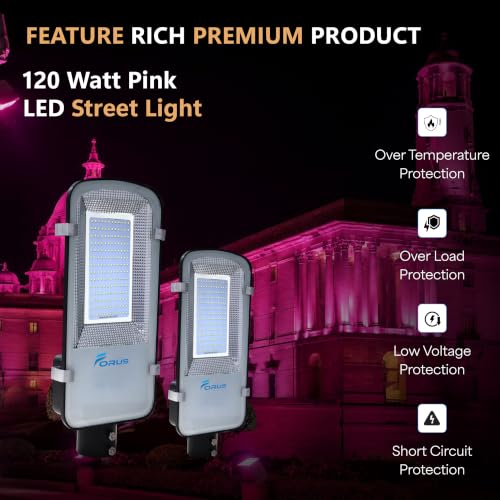 Image of Forus 120W LED Street Light Outdoor IP66 Waterproof Pink Pole Mounted