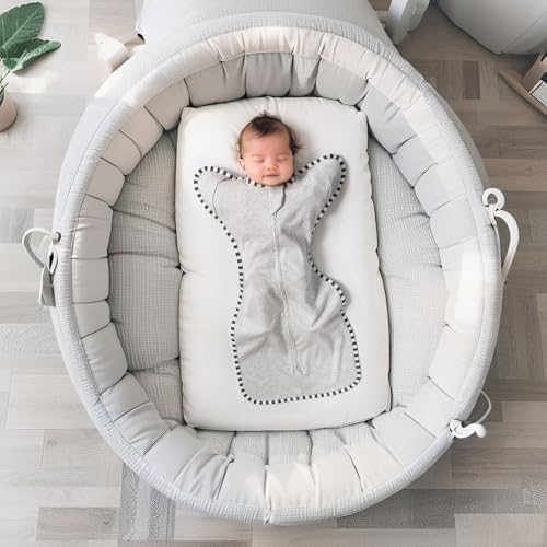 Image of Transition Swaddle, 2 Pack 100% Cotton Baby Sleep Sack | 2-Way Zipper Infant Arm Up Swaddle for Newborn Baby Boy Girl
