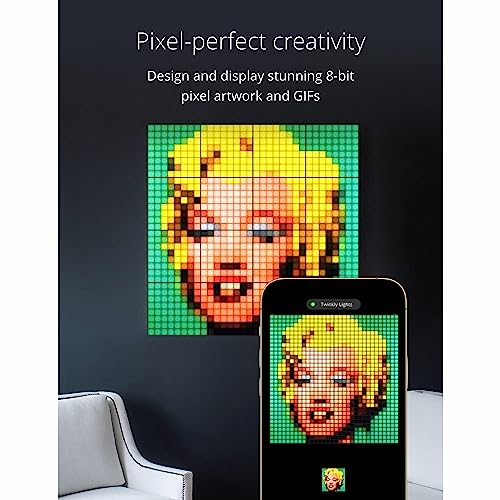 Image of Twinkly Squares Master Panel, RGB LED Panel, Including 1 Main Panel and USB-C Power Supply, Compatible with HomeKit, Alexa and Google Home, Gaming Lights and Streaming, 16M+ Colors