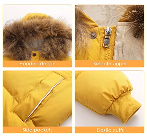 Happy Cherry Kids Boys Girls Fur Hooded Coat Zip Up Winter Warm Long Down Jacket Windproof Snowsuit Outerwear3