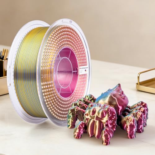 Image of AMOLEN Silk PLA 3D Printer Filament Bundle, Shiny Silkverse 4 Colors in 1 Filament 1.75mm Pack Multi Color from 4 Angles, 1kg Blue Yellow Red White
