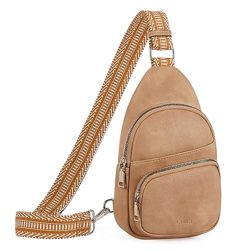 Image of CLUCI Sling Bag for Women, Vegan Leather Fanny Pack Crossbody Bags for Women, Chest Bag With Guitar Strap