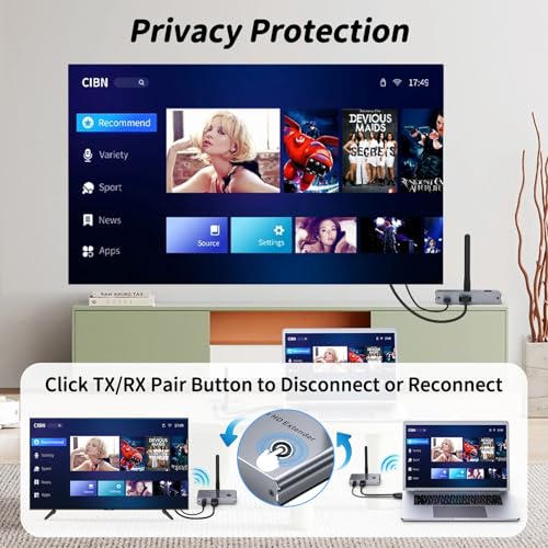 Image of Wireless HDMI Transmitter and Receiver 4K@30Hz HDMI Wireless Extender Kit 328Ft /100M 4K Video & Audio Sender and Receiver for Casting Video & Audio to Large Screen TV /Projector from Laptop /PC /Camera