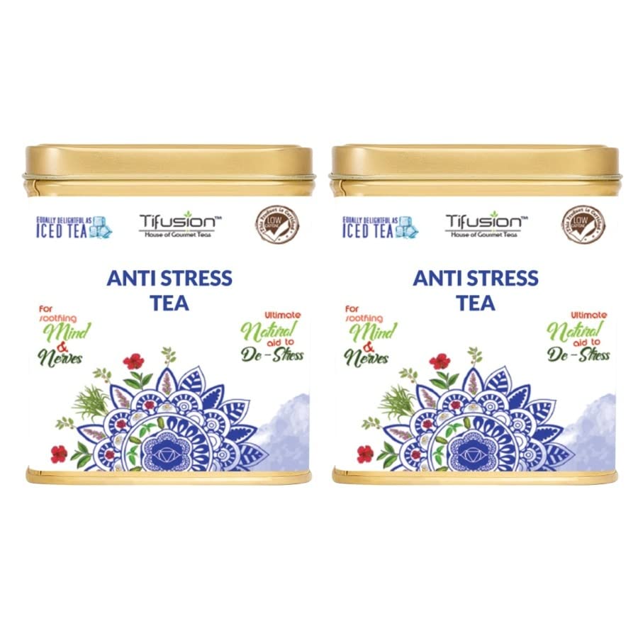 Tifusion Anti Stress Tea with Lemongrass, Valerian Roots & Chamomile Natural & Organic Whole Loose Leaf Tea for Stress Relief Anxiety & Depression 200 Gms 100 Serving Cups(Pack Of 2) (B08D8CWF5P) Amazon Price History, Amazon Price Tracker