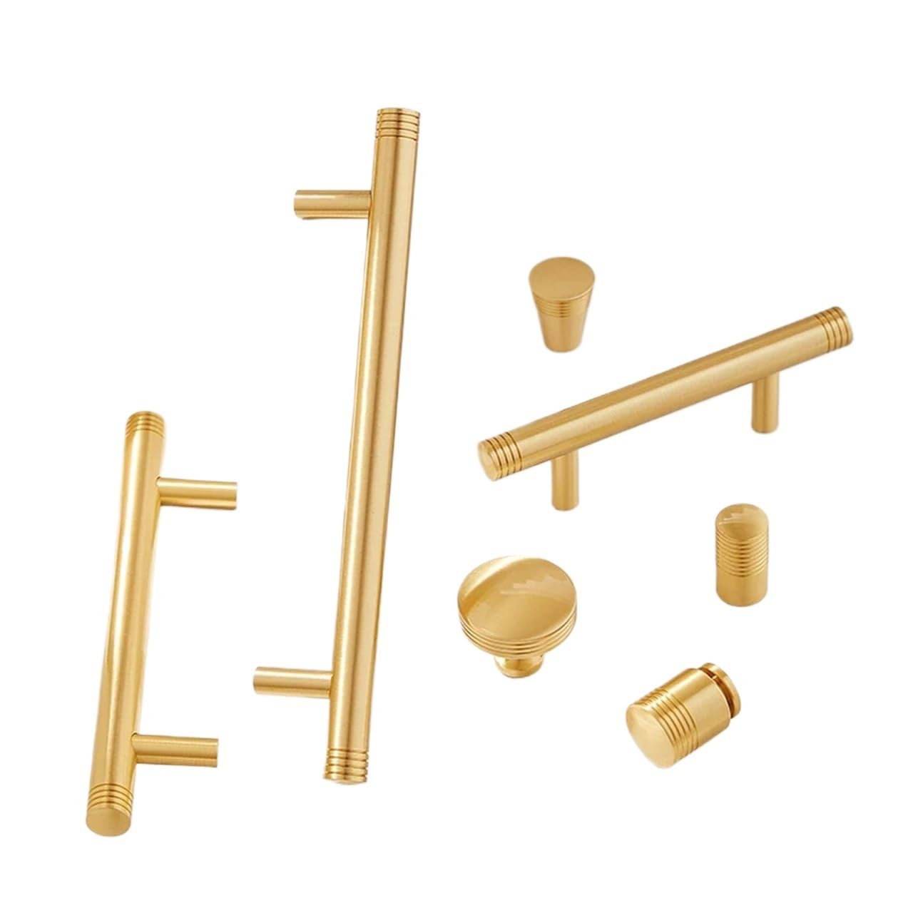 Qvorlth Vintage Cabinet Pulls Brass Furniture Handle Nordic Straight Rod Luxury Pulls Light Wardrobe Kitchen Cabinet Closet Dresser Drawer Knob(6-96mm)