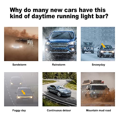 Jupizeus Led Car Under Hood Light Strip Cuttable Automotive Engine Led Strips Turning Light Guide Decorative Waterproof Ip66 Daytime Exterior Decoration Accessories Dc 15V White & Yellow 70.9In #TOP4