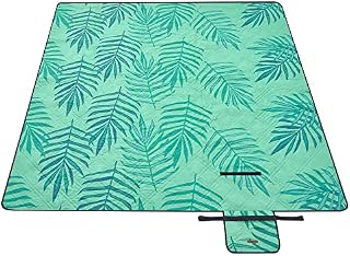 SONGMICS Picnic Blanket, 200 x 200 cm, Large Waterproof Picnic Mat for Camping, Park, Garden, Beach, Machine Washable, Foldable, Fern Pattern and Green GCM001C02
