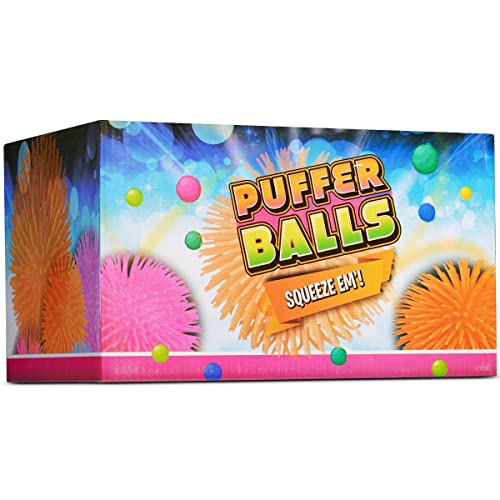 Puffer Balls (Pack Of 12) - Stress Relief Balls Bulk, Neon Sensory, Stress Relief & Therapy Ball Toy For Kids For Goodie Bags, Stocking Stuffers And Party Favors #TOP3