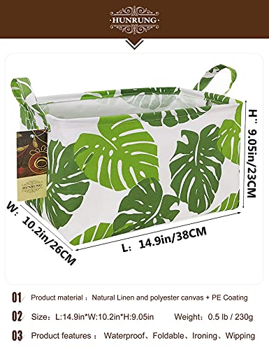 Hunrung Rectangle Storage Basket Cute Canvas Organizer Bin For Pet/Children Toys, Books, Clothes Perfect For Rooms/Playroom/Shelves (Leaf) #TOP1