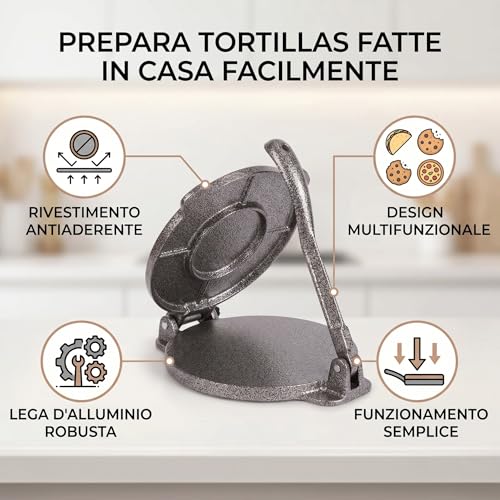 Outil Machine à Tortilla Pré-assaisonnée en Fonte pour Galettes de Maïs et Tacos