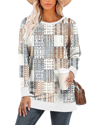 BETTE BOUTIK Women's Drop Long Sleeve Sweatshirts Casual Crewneck Tunic Tops Sweartshirts With Side Slits S-3XL