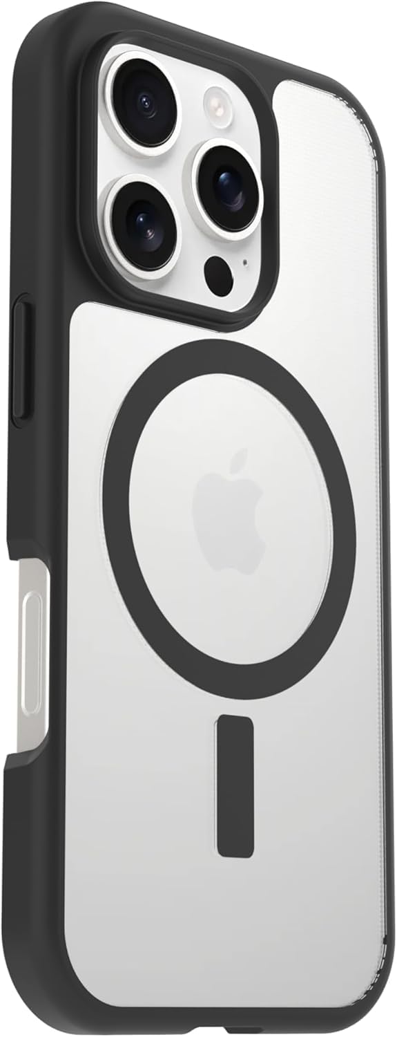 OtterBox iPhone 16 Pro (Only) - React Series Case - Black Crystal (Clear/Black) - Snaps to MagSafe - Ultra-Thin - Non-Retail Packaging - Image 5