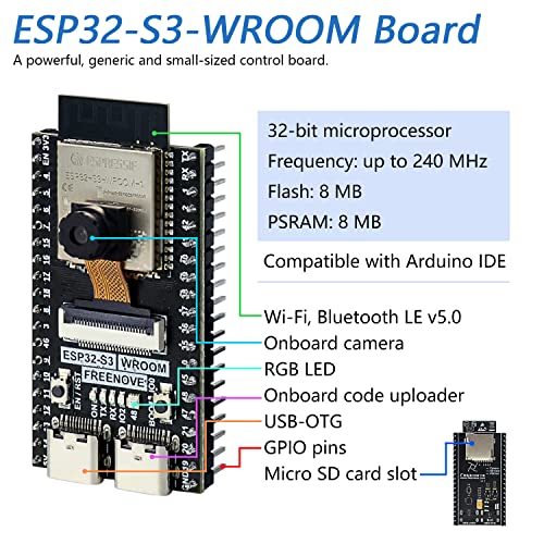 Freenove Ultimate Starter Kit for ESP32-S3 ESP32 S3 CAM (Included), Dual-core 32-bit 240 MHz Microcontroller - Image 3