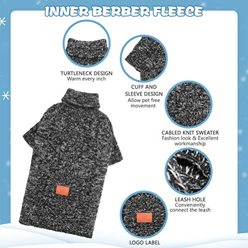 Kooltail Dog Winter Clothes Fleece Sweater - Turtleneck Sweater Dog Vest Cable Knit Clothes Jacket Dogs Winter Apparel With Leash Hole For Small Medium Large Dogs #TOP4