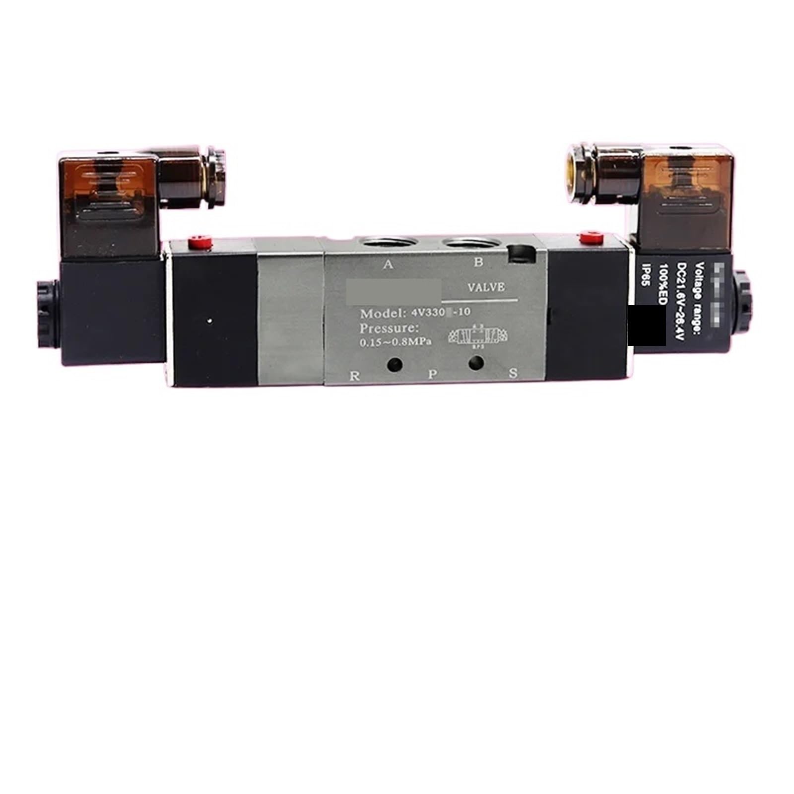 Uyqukggpsn 4V330c-10 Dc24v 1Pcs 4V130 4V230 4V330 4V430 Pneumatic 5 Way Center Close Air Solenoid Valve Block Manifold Plate With Fitting Dc24v 12V Ac110v 220V(,With 6Mm Fittings)