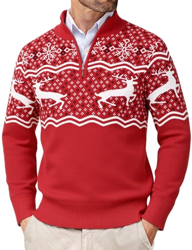 Wayleb Pullover Herren Stehkragen Halber Reißverschluss Strick...