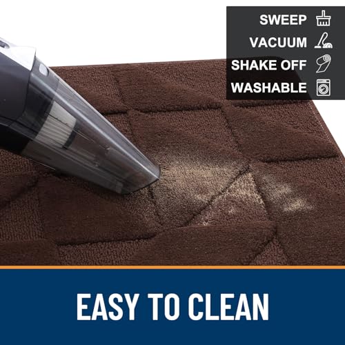 Image of OLANLY Door Mats Indoor, Non-Slip, Absorbent, Dirt Resist, Entrance Washable Mat, Low-Profile Inside Entry Doormat for Entryway (71x47 inches, Dark Brown)