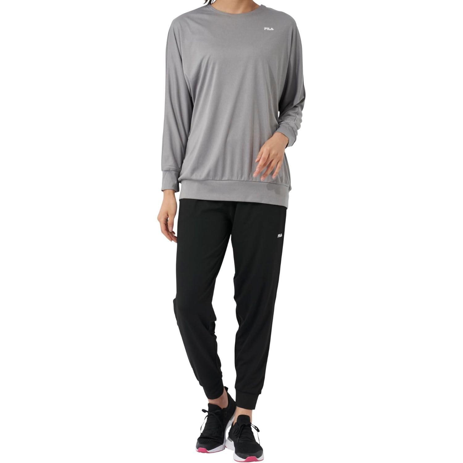 【71%OFF】【1,430円】 フィラ レディース フィットネスウェア 長袖Tシャツ+イージーパンツ上下セット