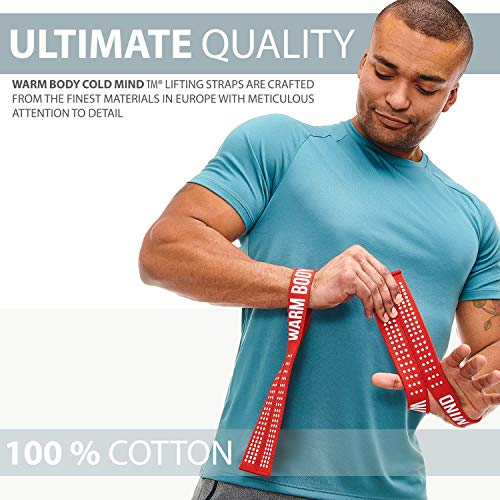 Image of WARM BODY COLD MIND V1 Lifting Wrist Straps for Olympic Weightlifting - Rated at 660 lb - Hand Wraps for Powerlifting, Weight Lifting, Bodybuilding Functional /Cross Training, Deadlift Gym Bar, Cotton
