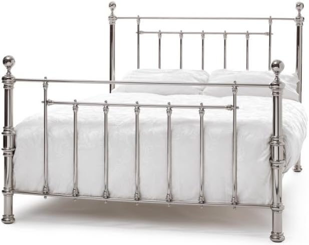 Benjamin Nickel Finish 4FT6 Double (135cm) Metal Bed Frame with Sprung Slatted Base