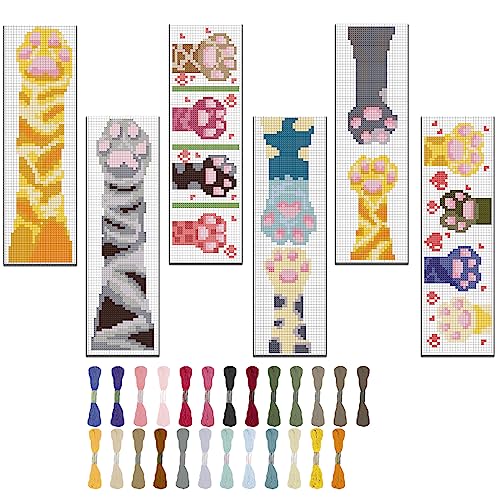 Kit broderie marque-page patte de chat, le cadeau artisanal idéal pour les lecteurs