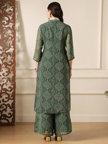 Image of Globus Women Kurta Set (8909389016096 Green L)