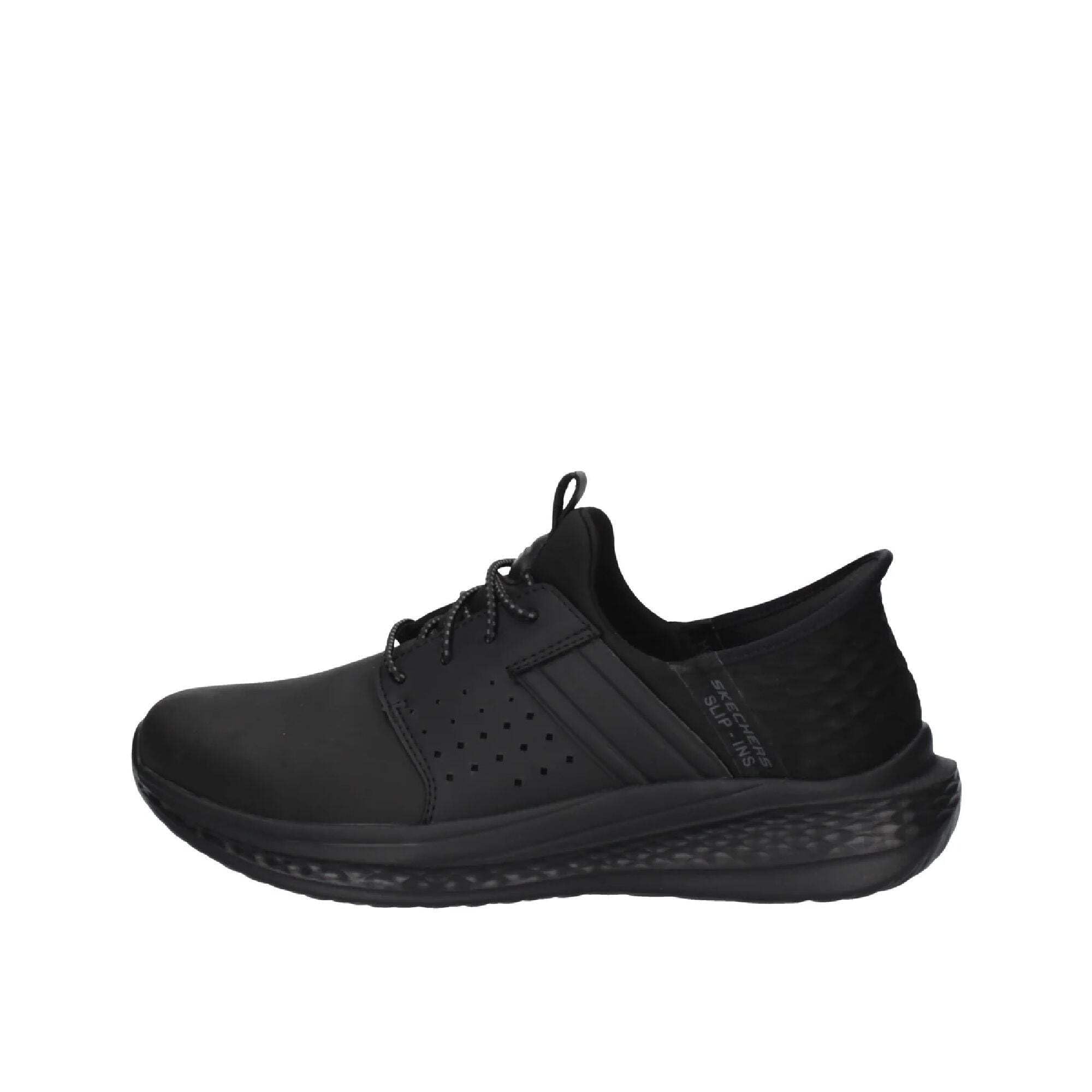 Skechers Men's Slade Zachary Slip-in Trainers, Black Mesh/Leather, 9 UK