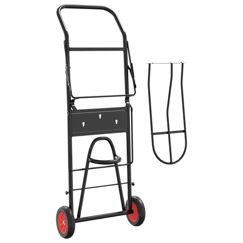 INLIFE Carrito de Silla de Montar Plegable Acero Negro Deportes,Actividades al Aire Libre,Equitación,Accesorios para riendas de Caballos Negro 9.45kg