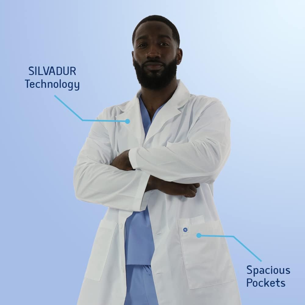 Spectrum Uniforms Medical Lab Coats 40" Length Unisex Ultra Smart Coat Ideal, Silvadur Lab Coat